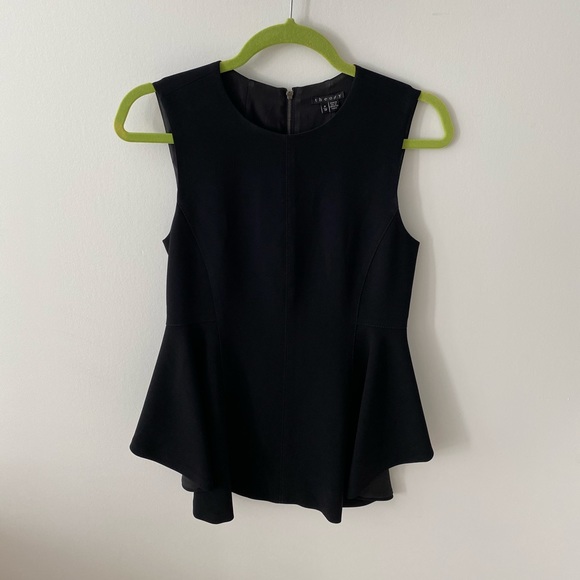 Theory High Low Black Peplum Top - Picture 3 of 4